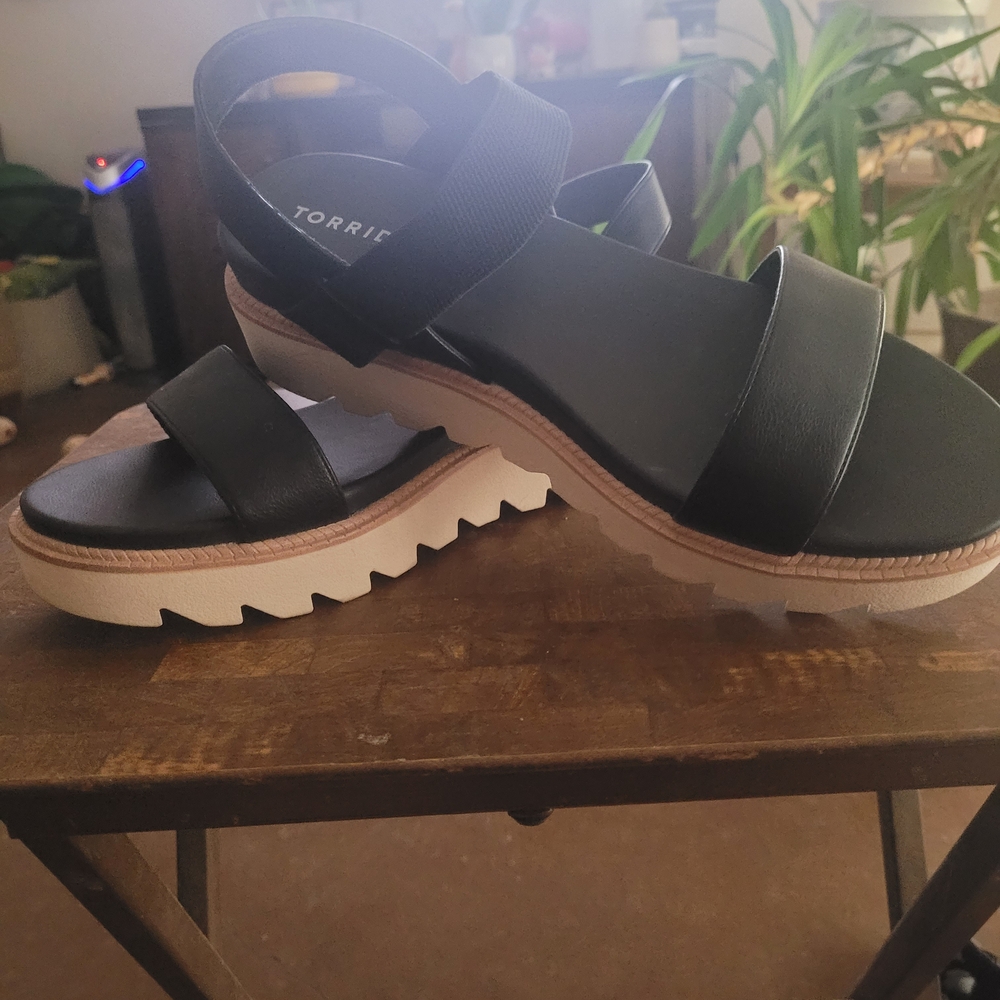 Torrid Black Sandals with White Sole